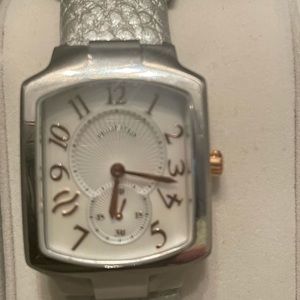 Philip stein mother of pearl watch with four additional watch bands
